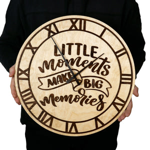 Hanging Round Wall Clock, Silent Wooden Clock