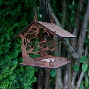 Wooden bird feeder "Sitting Bird"