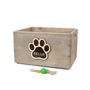 Personalized wooden dog toy box