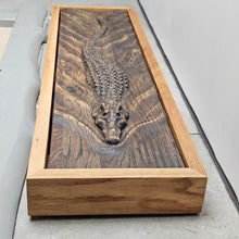 Load image into Gallery viewer, Rustic 3D Wood Crocodile Wall Art, Wooden Animal Sculpture, Unique Wooden Wall Hanging Gift