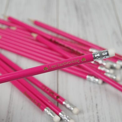 Personalized Pink Wooden Pencils, Cute Custom Stationery for School, Office, or Gifts