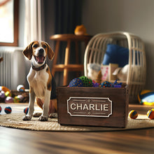 Load image into Gallery viewer, Storage dog toy box with name plate