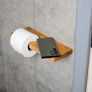Wood Toilet Paper Holder with Shelf