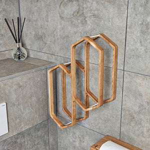 Wooden Toilet Paper Holder for 4-Roll Storage, Wall-Mounted Rack for Bathroom Organization