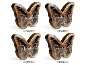 Wooden Piggy Bank Butterfly (M, Engraving)