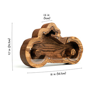 Motorcycle shaped piggy bank, Wooden Money Box