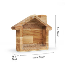 Load image into Gallery viewer, Wooden Piggy Bank, House Shaped Piggy Bank