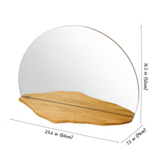 Load image into Gallery viewer, Minimalist Round Oak Mirror with Shelf, Handmade Floating Wall Mirror for Home Decor