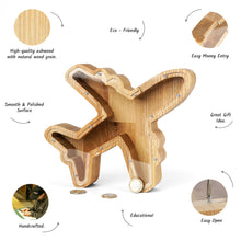 Load image into Gallery viewer, Personalized Airplane Money Box for Saving Money, Unique Wooden Coin Bank for Children, Desk, or Travel Lovers
