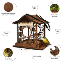 Load image into Gallery viewer, Personalized Wooden Bird Feeder, Decorative Hanging Feeder for Gardens and Outdoor Spaces