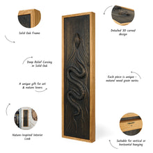 Load image into Gallery viewer, 3D Wooden Snake Wall Art, Oak Serpent Relief Sculpture with Detailed Carving for Home Decor, Gift Ideas, and Wall Displays