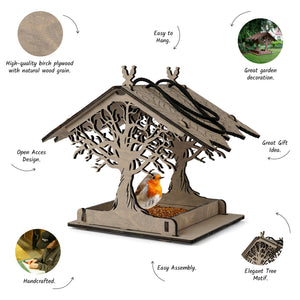 Durable Wooden Bird Feeder for Attracting Wild Birds, Birdwatching, and Garden Decor