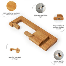 Load image into Gallery viewer, Wall-Mounted Wooden Toilet Paper Holder with Shelf and Phone Slot, Bathroom Accessory