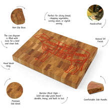 Load image into Gallery viewer, Rustic Oak Wood Cutting Board with Cow Design, Practical and Decorative Addition to Any Farmhouse Kitchen