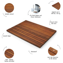Load image into Gallery viewer, Personalized Wooden Shower Mat for Indoor &amp; Outdoor Use , Solid Thermo Ash Wood Bath Mat for Sauna &amp; Spa