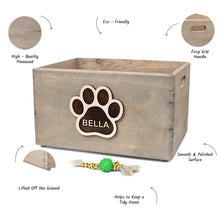 Load image into Gallery viewer, Personalized wooden dog toy box