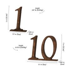 Load image into Gallery viewer, Set of 1-10 Wooden Table Numbers for Weddings and Special Events