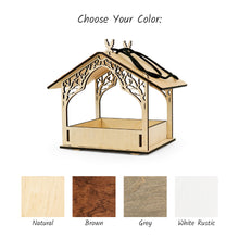 Load image into Gallery viewer, Rustic Wooden Bird Feeder, Outdoor Hanging Feeder for Wild Birds with Natural Wood Finish