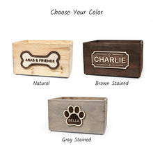 Load image into Gallery viewer, Personalized wooden dog toy box