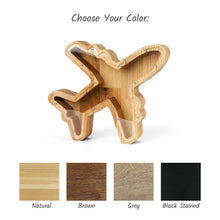 Load image into Gallery viewer, Plane-Shaped Piggy Bank, Wooden Coin Bank for Kids, Home or Office, Desk Accessory, and Decorative Money Box