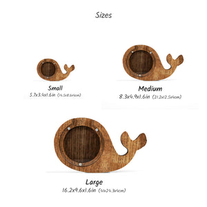 Wooden Whale-Shaped Piggy Bank, Money Box for Ocean Lovers