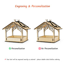 Load image into Gallery viewer, Rustic Wooden Bird Feeder, Outdoor Hanging Feeder for Wild Birds with Natural Wood Finish