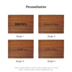 Personalized Wooden Shower Mat for Indoor & Outdoor Use , Solid Thermo Ash Wood Bath Mat for Sauna & Spa