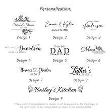 Load image into Gallery viewer, Custom Oak Wood Cutting Board, Personalized Gift for Newlyweds or Home Chefs