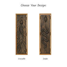 Load image into Gallery viewer, Rustic 3D Wood Crocodile Wall Art, Wooden Animal Sculpture, Unique Wooden Wall Hanging Gift