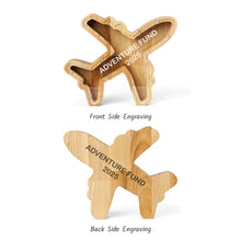 Load image into Gallery viewer, Plane-Shaped Piggy Bank, Wooden Coin Bank for Kids, Home or Office, Desk Accessory, and Decorative Money Box