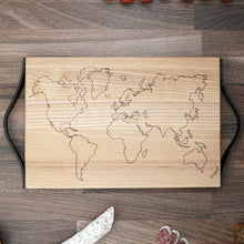 Load image into Gallery viewer, Natural Wood Cutting Board With Leather Handles (3 colors, personalization)