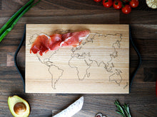 Load image into Gallery viewer, Natural Wood Cutting Board With Leather Handles (3 colors, personalization)