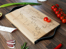 Load image into Gallery viewer, Natural Wood Cutting Board With Leather Handles (3 colors, personalization)
