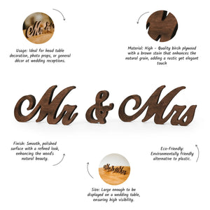 Mr & Mrs Wood Table Signs for Wedding, Farmhouse Wedding Décor, Sweetheart Table Signage, Rustic Party Decorations