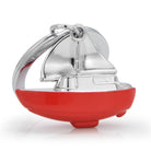 Red sailboat-shaped object on a white background