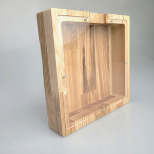 Wooden Piggy Bank Square (M, Engraving)