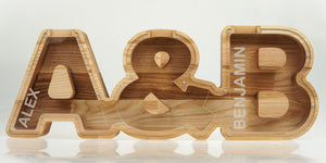 Wooden Piggy Bank For Couple (L, Engraving)