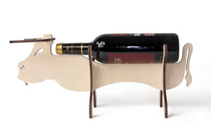 Wine bottle holder - wood wine bottle box bull