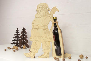 Wine bottle holder - wood wine bottle box santa