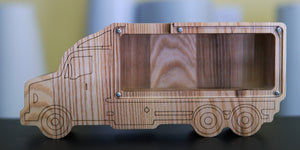 Wooden Piggy Bank Truck (M, Engraving)