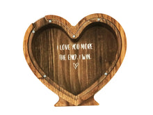 Load image into Gallery viewer, Wooden Piggy Bank Heart (M, Brown, Engraving)