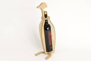 Wine bottle holder - wood wine bottle box penguin
