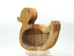 Wooden Piggy Bank Duck (M, Engraving)