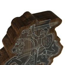 Load image into Gallery viewer, Wooden Piggy Bank Lithuanian Vytis (M, Engraving)