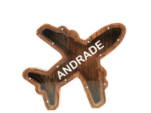 Load image into Gallery viewer, Wooden Piggy Bank Plane (M, Brown, Engraving)