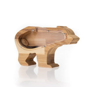 Wooden Piggy Bank Bear (Engraving)