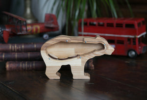 Wooden Piggy Bank Bear (M, Engraving)