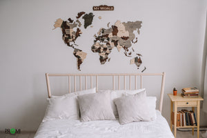 Wooden World Map - Wooden Wall Word Map Multicolored