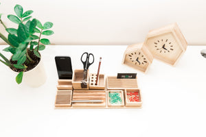 The desk organizer can be also engraved with your selected words, name, or logo. You can pick any language or font of a text. Hence, this exclusive desk organizer will become an absolutely unique gift to yourself, a family member, your business partner or just someone you care about.