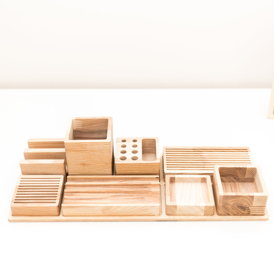 Wooden desk organizer - wood desk organizer